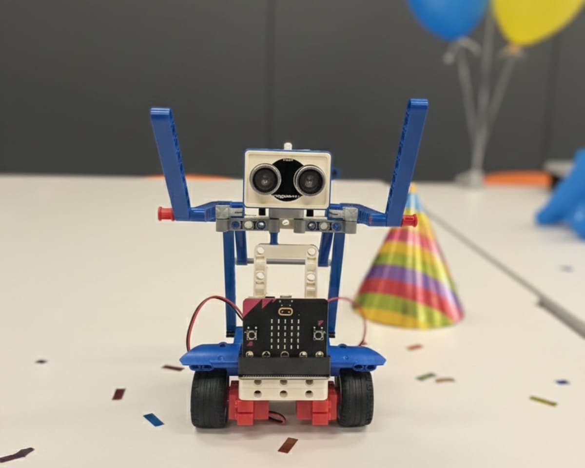 Kids building robots together at a ThinkerLab robotics birthday party in Melbourne