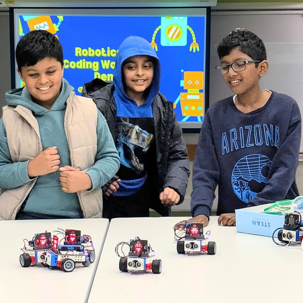 Students building robots at a ThinkerLab after-school coding club in Melbourne’s west
